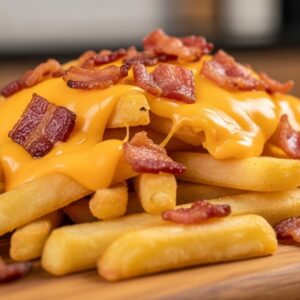 Batata frita c/ bacon e cheddar