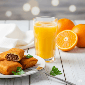 promoção risoles + suco de laranja natural